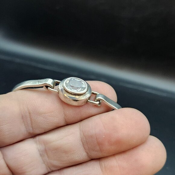 VTG Boma Sterling Silver Bracelet Bangle Clear Light Blue Stone Tested 925 USA - Picture 4 of 15